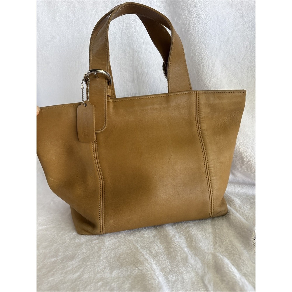 Vintage COACH Waverly Tote Bag Camel Tan Leather Zip Closure 4133 90s Costa Rica - Picture 2 of 16